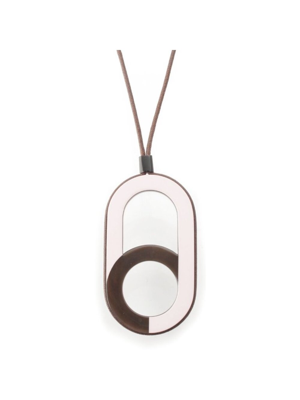 Hermes Variation Buffalo Horn Pendant Pink Brown